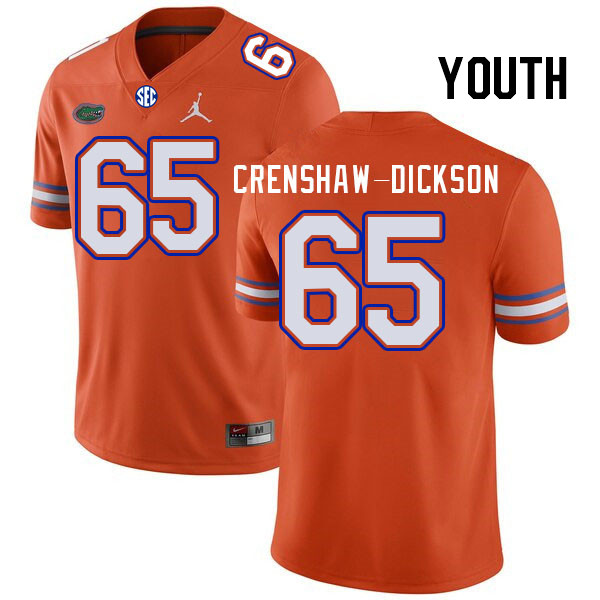Youth #65 Brandon Crenshaw-Dickson Florida Gators College Football Jerseys Stitched-Orange